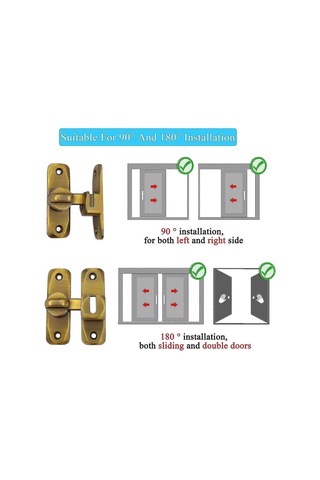 İç Kapılar İçin Küçük 90 Derece Sürgülü Kapı Mandalı, Her İki Tarafı Açık Kapılar İçin Mandal, Vintage D Diğer