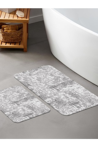 Dijital Baskılı Yıkanabilir Kaymaz Taban 2li Banyo Halısı Paspas Klozet Takımı 6652b