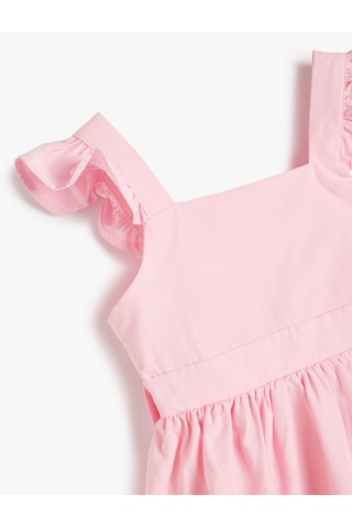 Koton Elbise Kelebek Kollu Beli Bağcıklı Pamuklu Pembe 5smg80026aw Gül