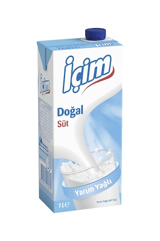İçim Sade Yarım Yağlı Süt 1 Lt X 6 Adet