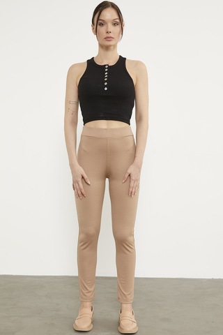 Süs Cepli Aksesuar Detaylı Tayt - Bej 001