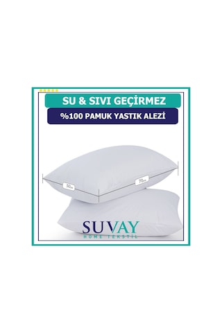 Suvay Su Sıvı Geçirmez Pamuklu Fermuarlı Yastık Koruyucu Alez