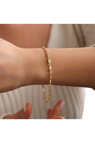 Sembol Gold Kare Forse Altın Bileklik 19 Cm Renkli Çok Renkli