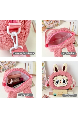 Snapbuy Labubu Tasarımlı Peluş Çapraz Çanta Pembe