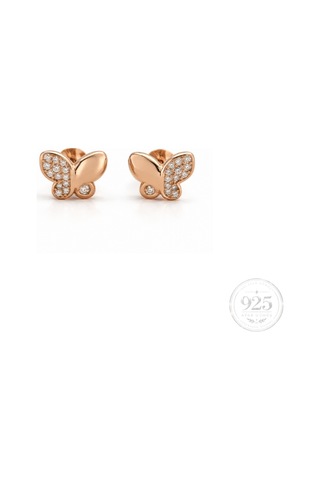 Servi 925 Ayar Gümüş Minimal Zirkon Taşlı Rose Kelebek Küpe-493 Gümüş - Pembe Servi 925 Ayar Gümüş Minimal Zirkon Taşlı Rose Kelebek Küpe-493 Gümüş - Pembe
