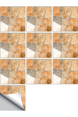 Skycity Mediterranean Tarzı Retro Pvc Duvar Sticker 15x15cm 10 Adet - Kolay Uygulama, Kalıcı Desen, Ev Dekoru Diğer