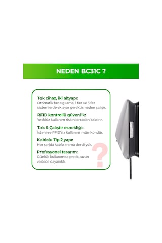 Goboenergy Bc31b Elektrikli Araç Şarj İstasyonu Type 2 Kablolu 22 Kw Max 32a, Duvar Tipi Ev Şarj Ünitesi Genel