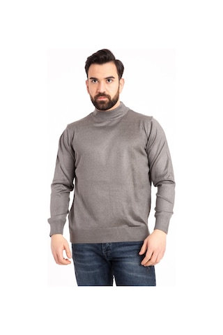 Nacar Store Erkek Gri Yarım Boğazlı Kazak