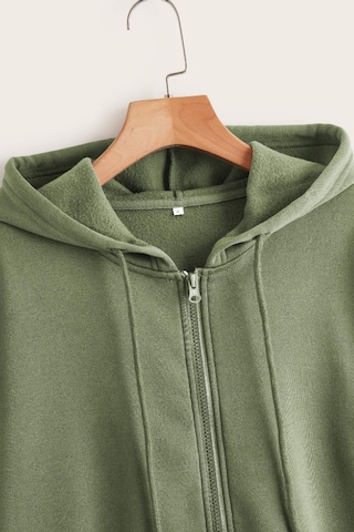 Cool Tarz Unisex Relax Fit Rahat Kesim Pamuklu İçi Polarlı Çift Cepli Fermuarlı Haki Kapüşonlu Sweatshirt Haki Haki
