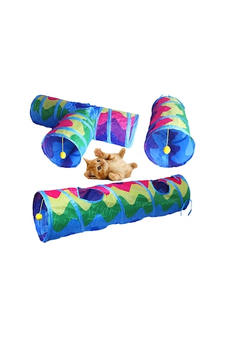 Kedi Tüneli Oyuncak Katlanabilir Asılı Top Uzun Stres Giderici Etkileşimli Egzersiz Komik Evcil Hayvan Yavru Kedi Oyun Çadırı Tüp Evcil Hayvan Malzemeleri