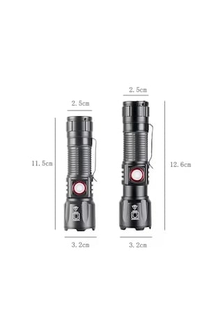 Ers Ws-2828 Ultra Usb Şarjlı Polis El Feneri, Bekçi, Asker El Feneri Kırmızı Mavi Çakarlı 1000 Lümen