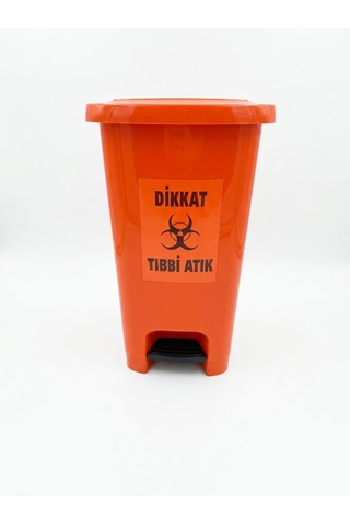 Tıbbi Atık Kovası 40 L Slim Pedallı İç Kovasız Turuncu