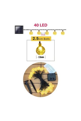 Trendpoint 40 Ledli 8 Modlu Solar Büyük Kristal Top Bahçe Aydınla Sarı
