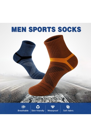Vkemall Erkek Spor Orta Boy Çoraplar 5'li Paket Pamuklu Teri Emici Soluk Anti-koku Gri Siyah Lacivert Kahverengi Renkler Siyah