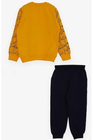 Erkek Bebek Çocuk Pamuklu Omuzdan Kapamalı Ayıcık Kabartmalı Eşofman Tk.-13376-sarı Sarı