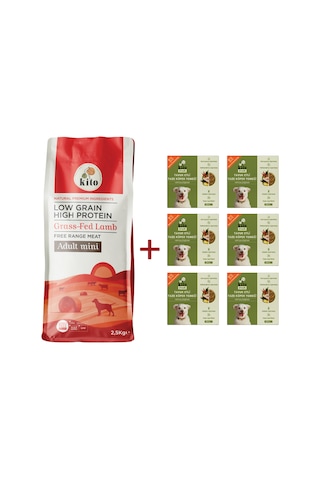 Kito Kuzu Etli Mini Irk Yetişkin Köpek Maması 2500 G + Kito Fresh Tavuk Etli Köpek Yemeği 6'lı