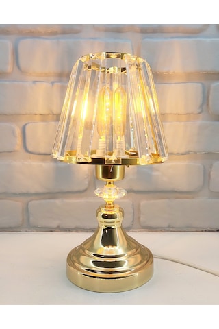 Modern Gold Mini Metal Ayak Kristal Taşlı Kristal Şapkalı Abajur Gold