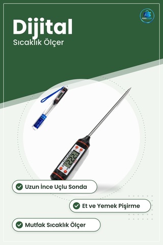 Gıda Termometresi Dijital Probe Mutfak Sıcaklık Ölçer Et Yemek Pi