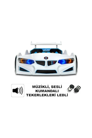 Bmw - M7 - Beyaz Arabalı Yatak Araba Karyola