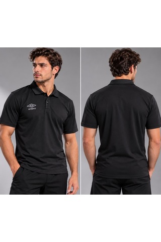 Umbro Black Kamp Erkek Siyah Pamuklu Polo Yaka Spor Tişört Tf0590