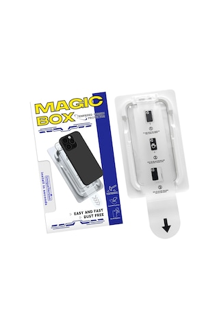 İphone 14 Pro Ekran Koruyucu Cam Magıc-box Tozsuz Hizalama Tam Kaplama 9h Kırılmaz & Çizilmez