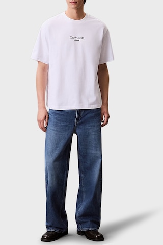 Calvin Klein Pamuklu Relaxed Fit Bisiklet Yaka Logolu T Shirt Lv04rc851gyaa Erkek T Shirt Lv04rc851g Yaa Beyaz