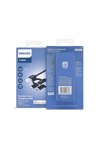 Philips Mfi Lisanslı 3in1 Micro-lightining-type-c Hızlı Şarj Kablosu Örgü 1.2m Dlc5204t
