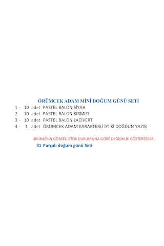 Örümcek Adam Mini Doğum Günü Seti