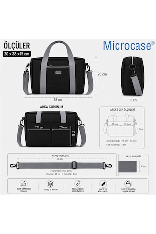 Microcase 4 Bölmeli Geniş Hacim Dayanıklı Spor Seyahat Malzeme Çantası Medium Al5583 Siyah