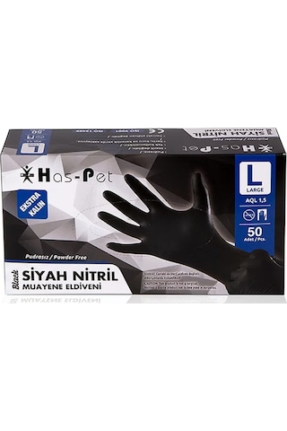 Siyah Nitril Eldiven Ekstra Kalın - L Beden - 50'li Paket