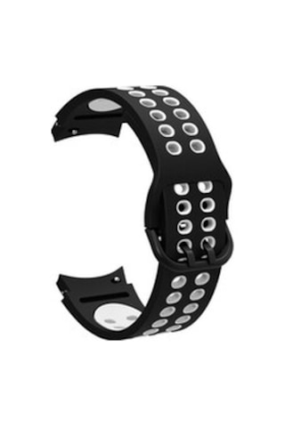 Samsung Galaxy Uyumlu Watch 4 Classic 42mm Krd-02 Silikon Kordon - Siyah-beyaz