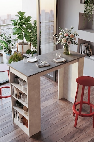 Yurudesign Style Bar Masası Mutfak Yemek Masası Beton-Taş St1-Gt