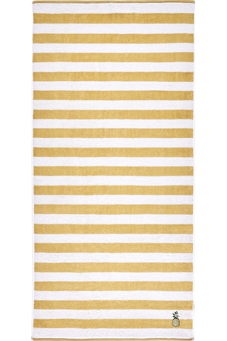 Özdilek Tarzy Line Nakışlı Plaj Havlusu 70x150 Cm Açık Sarı