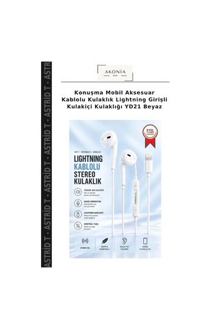 Konuşma Mobil Aksesuar Kablolu Kulaklık Lightning Girişli Kulakiçi Kulaklığı Yd21 Beyaz