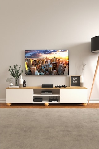 B3 Concept Nort Serisi Beyaz & Safir Meşe 2 Kapaklı Tv Ünitesi