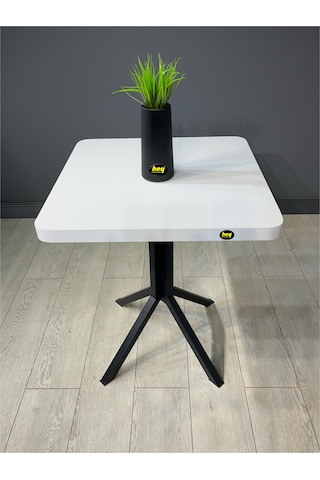 Zeren Kare Beyaz Balkon Masası Mutfak Yemek Masası 60 Cm