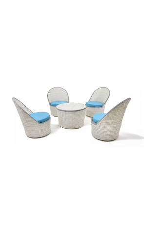 Monalin Home Garden Relax 4 Kişilik Rattan El Örgüsü Ekstra Lüks Masa Sandalye Takımı Minderli Camlı Masalı Oturma Grubu Krem