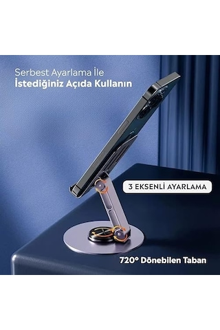Apple iPhone Uyumlu Xiaomi Reeder Oppo Ayarlanabilir Masaüstü Telefon Tutacağı Siyah