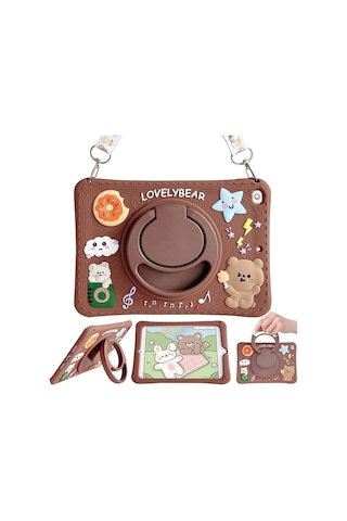 Apple Uyumlu iPad 5. Nesil 9.7" 2017 Kılıf Cute Dolls Standlı Eğlenceli 3d Karekterli Çocuk Kılıfı A1822 A1823 Kılıf