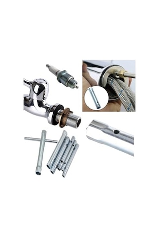 T Kollu Buji Boru Anahtar Seti Kovan Tipi Borulu Lokma Takımı 8-17mm Kollu Set 6 Parçalı