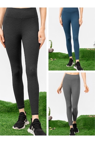 Jeemson Kadın Spor Taytı - Yoga, Koşu Ve Antrenman İçin Esnek Yüksek Bel Cep Detaylı 112 Karakter Gri