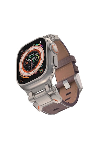 Watch 7 45mm Mkst- Krd-114 Metal Başlıklı Suni Deri Kordon-koyu Kahve