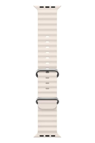Microsonic Apple Uyumlu Watch Series 7 45mm Kordon Ocean Band Bej