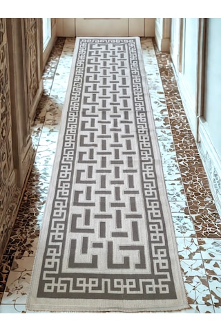 Pamuklu Bukle Lüks Kilim, Yolluk 80x300 -luma Kreme Kahve Kahve