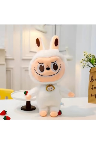Beyaz Dragon Labubu Peluş Oyuncak Kuyruklu Seri Labubu Peluş Oyuncak 40cm