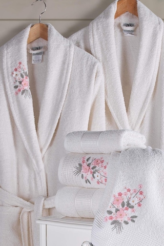 Newhome Mimoza 6 Parça Kutulu %100 Pamuk Aile Bornoz Seti Krem/krem Karışık