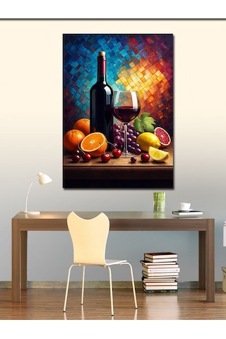 Kanvas Tablo Şarap Ve Meyve Armonisi 70cmx100cm