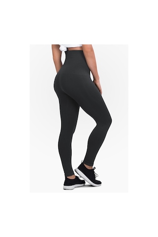 Akdağ Sportswear Dikişsiz Yüksek Bel Toparlayıcı Korseli Bel Bantlı Siyah Korse Taytsiyah L Siyah