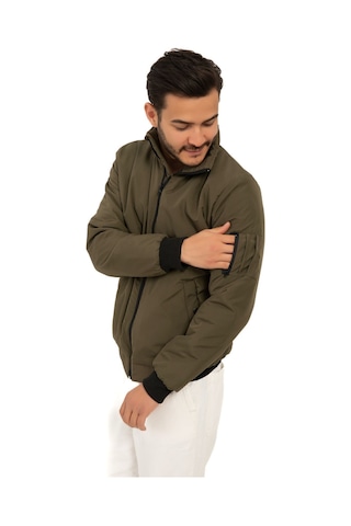 Riverstorm Erkek Haki İçi Astarlı Dik Yaka Mevsimlik Cepli Su Ve Rüzgar Geçirmez Yağmurluk Haki