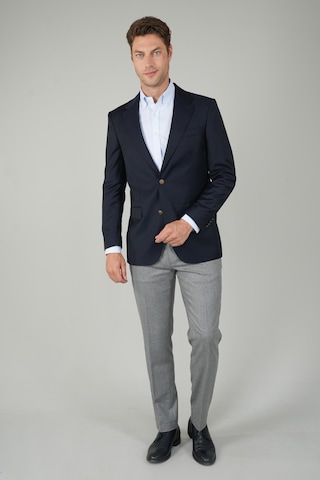 Bisse Comfort Fit Lacivert Dokuma Mono Yaka Çift Yırtmaçlı 6 Drop Yün Blazer Erkek Ceket Pck24knos001 C39 Lacivert